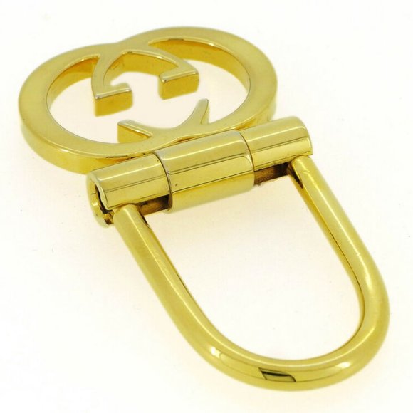 GUCCI key chain double-G gold plated Auth used T16792 - Picture 2 of 9